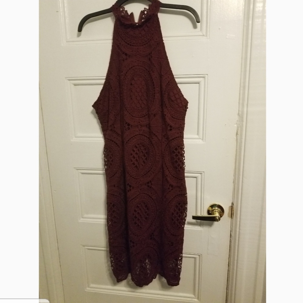 Burgundy Crotchet Dress